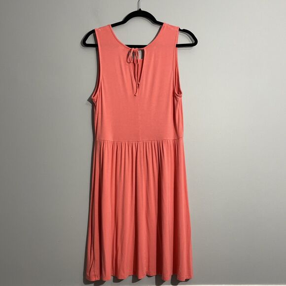 Old Navy Coral Halter Sundress Women’s L  Neck Tie Flowy Fit Summer Beach - Picture 2 of 7